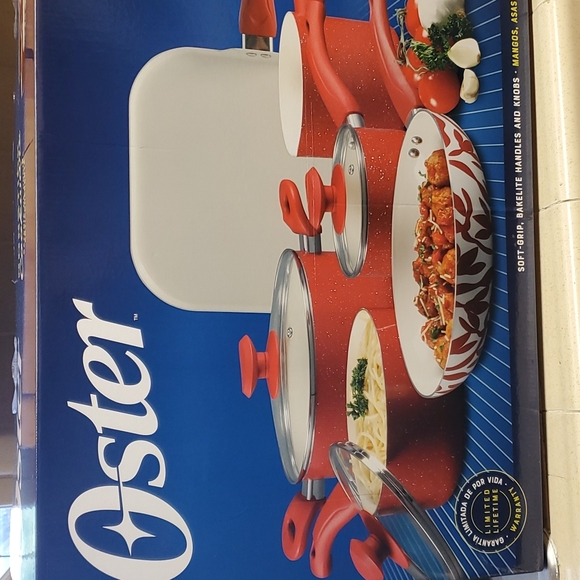 Oster non stick cookware 9 pieces red & white San Jacinto